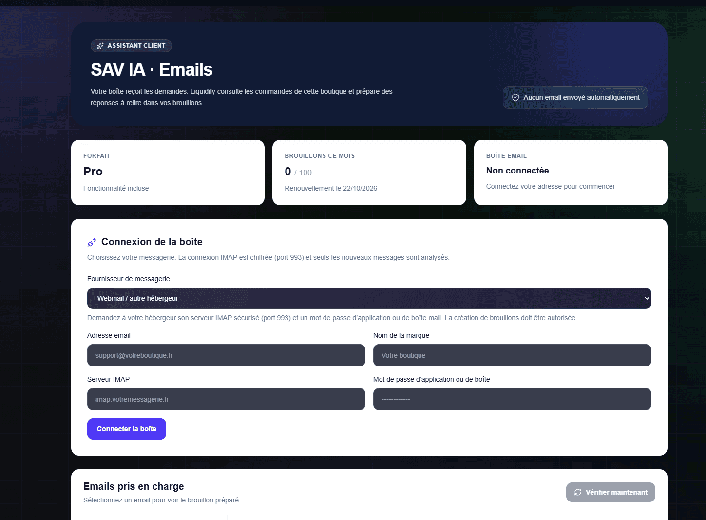 Agent SAV IA Liquidify pour préparer les réponses clients